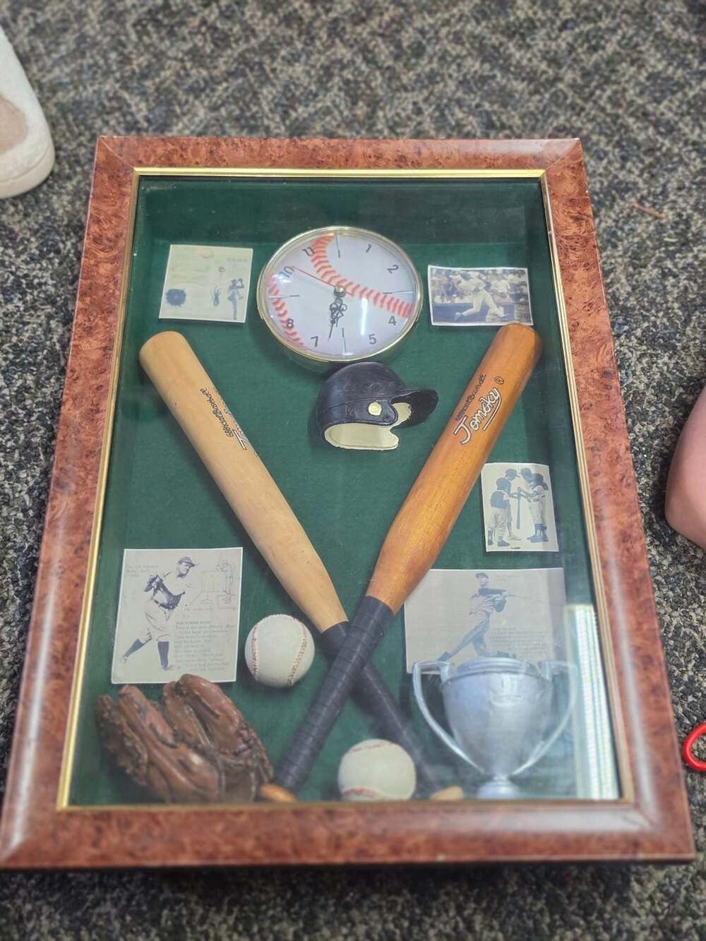 Vintage Baseball Shadow Box Display Memorabilia